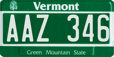VT license plate AAZ346