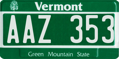 VT license plate AAZ353