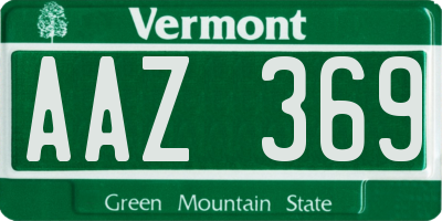 VT license plate AAZ369