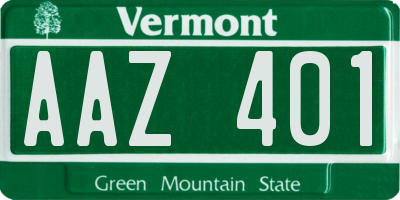 VT license plate AAZ401