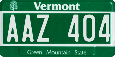 VT license plate AAZ404