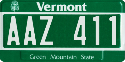 VT license plate AAZ411