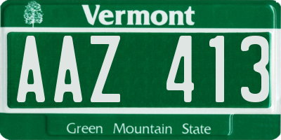 VT license plate AAZ413