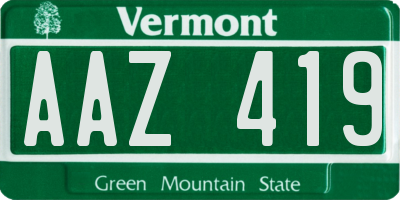 VT license plate AAZ419