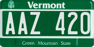 VT license plate AAZ420