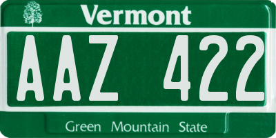 VT license plate AAZ422