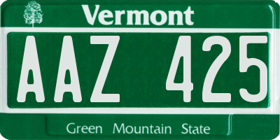 VT license plate AAZ425