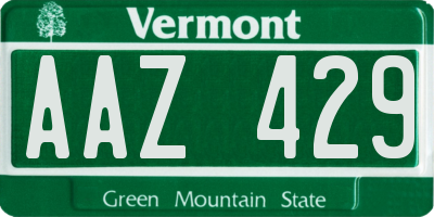 VT license plate AAZ429