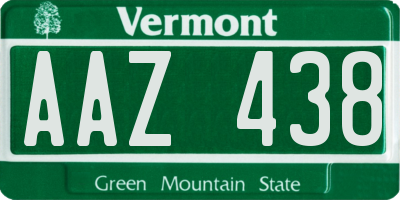 VT license plate AAZ438