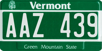 VT license plate AAZ439