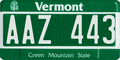 VT license plate AAZ443