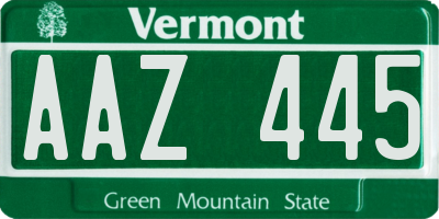 VT license plate AAZ445