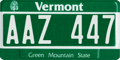 VT license plate AAZ447