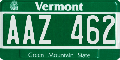 VT license plate AAZ462