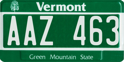 VT license plate AAZ463