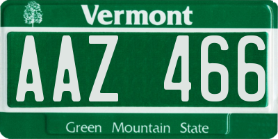 VT license plate AAZ466