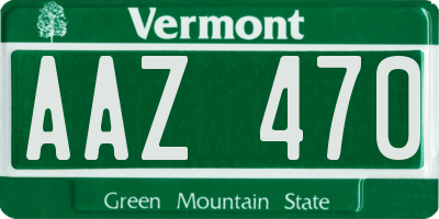 VT license plate AAZ470