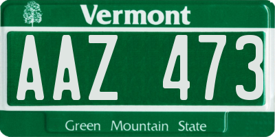 VT license plate AAZ473