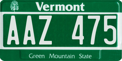 VT license plate AAZ475