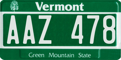 VT license plate AAZ478