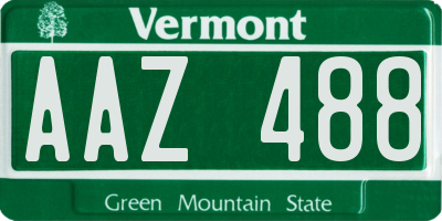 VT license plate AAZ488