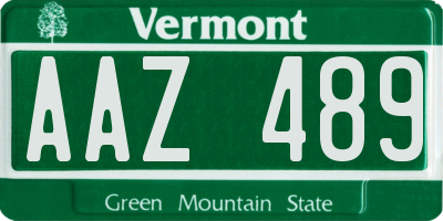 VT license plate AAZ489