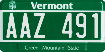 VT license plate AAZ491