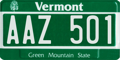 VT license plate AAZ501