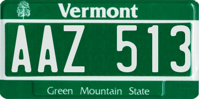 VT license plate AAZ513