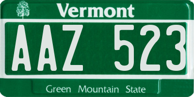 VT license plate AAZ523