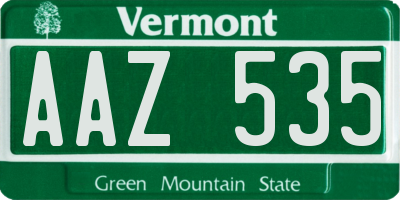 VT license plate AAZ535