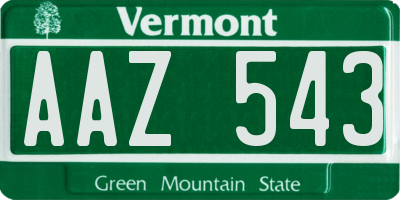 VT license plate AAZ543