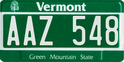 VT license plate AAZ548