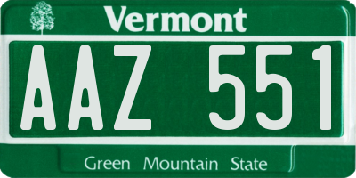 VT license plate AAZ551