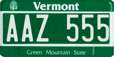 VT license plate AAZ555