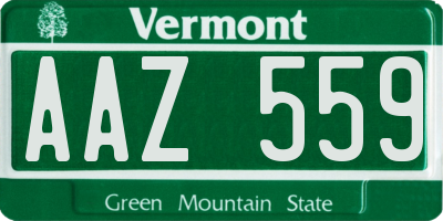 VT license plate AAZ559