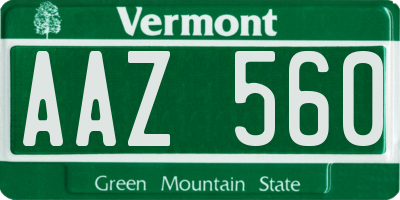 VT license plate AAZ560