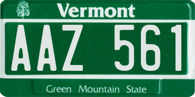 VT license plate AAZ561