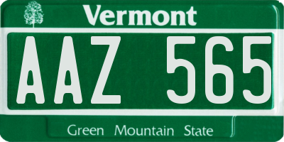 VT license plate AAZ565