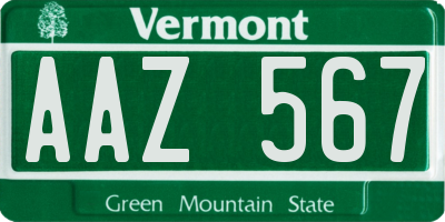 VT license plate AAZ567