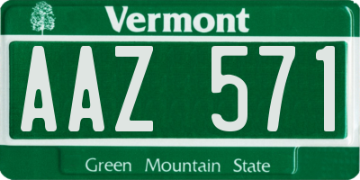 VT license plate AAZ571