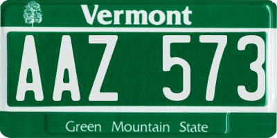 VT license plate AAZ573