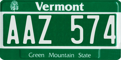 VT license plate AAZ574