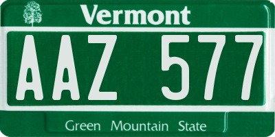 VT license plate AAZ577