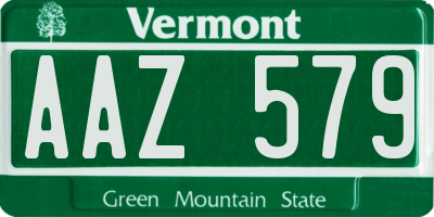 VT license plate AAZ579