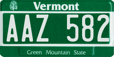 VT license plate AAZ582