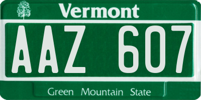 VT license plate AAZ607