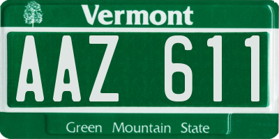 VT license plate AAZ611