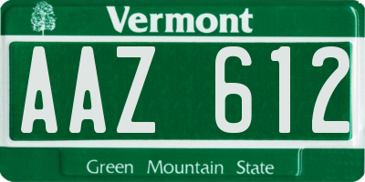VT license plate AAZ612