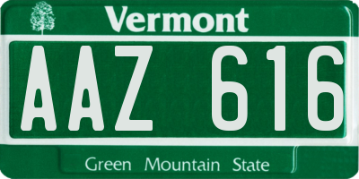 VT license plate AAZ616